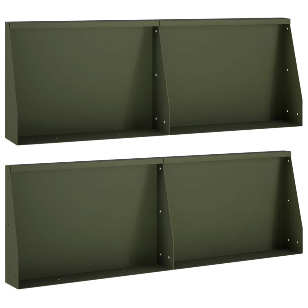 Mur de soutènement 4 pc 60 x 12 x 40 cm acier vert olive