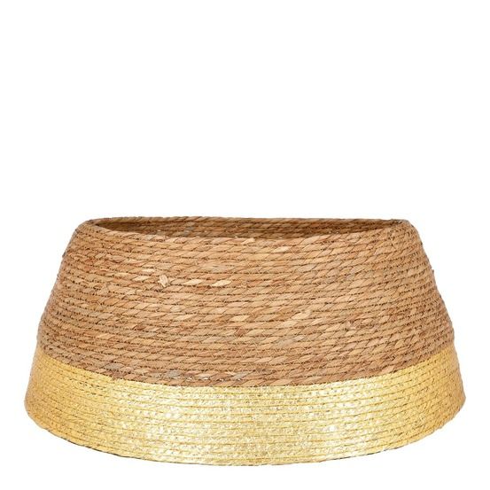 Mica decorations jupe de sapin noël - ø58 cm - jonc de mer - doré