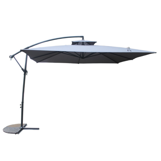 Parasol gris déporté carré 3 x 3 m capri