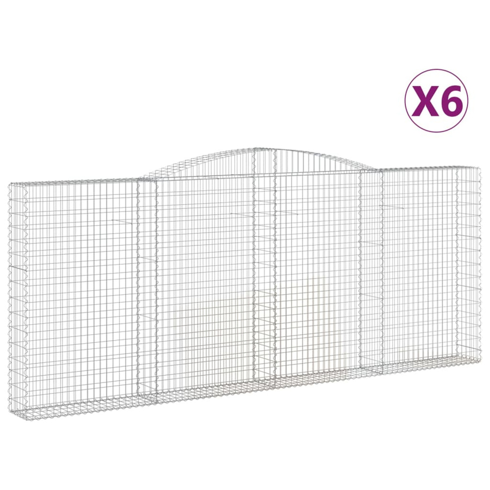 Paniers à gabions arqués 6 pcs 400x30x160/180 cm fer galvanisé