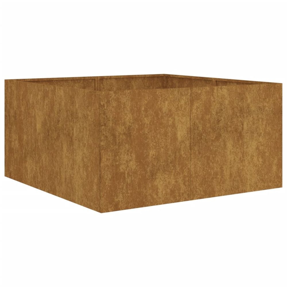 Jardinière bac lit surélevé plantes fleurs terrasse jardin 80 x 80 x 40 cm acier corten marron