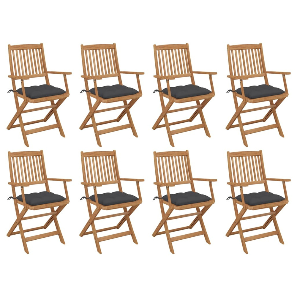 Chaises pliables d'extérieur et coussins lot de 8 bois d'acacia