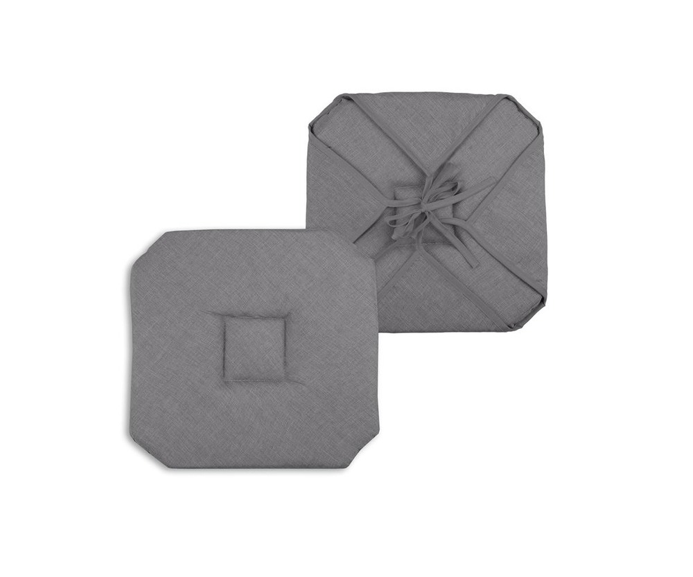 Coussin galette de chaise 4 rabats 40x40cm anthracite chinee