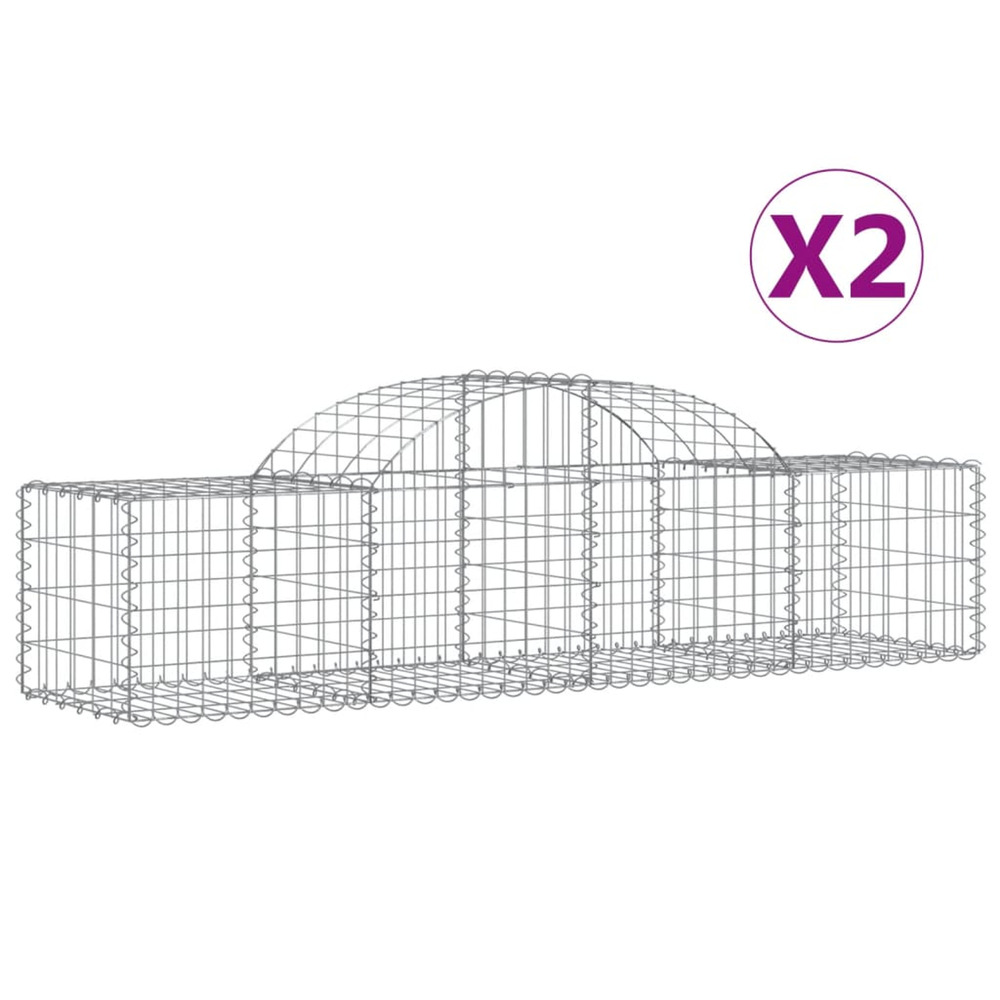 Paniers à gabions arqués 2 pcs 200x50x40/60 cm fer galvanisé