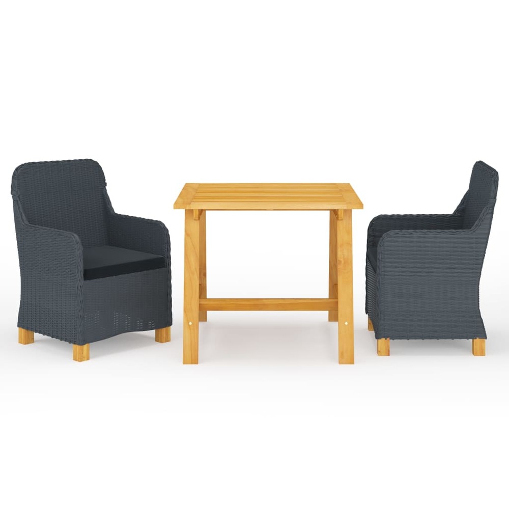 Ensemble de salle à manger de jardin meuble extérieur 3 pièces gris foncé