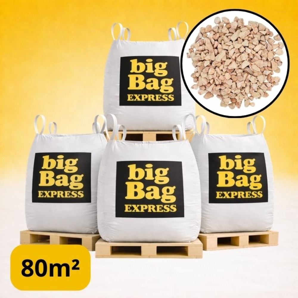 Pack 4 x big bag de +/- 1,5t ≃ 80m² gravier marbre rose ø 6/9 mm - livraison premium