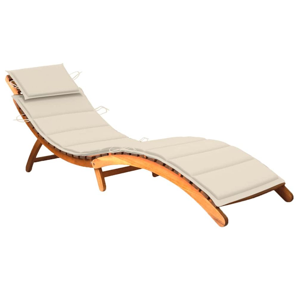 Chaise longue de jardin avec coussin bois d'acacia solide bain de soleil