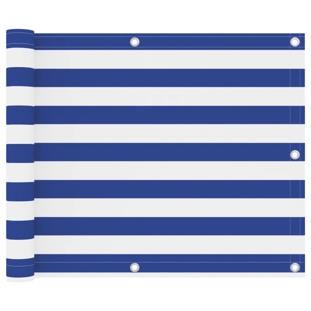 Écran de balcon blanc et bleu 75x400 cm tissu oxford