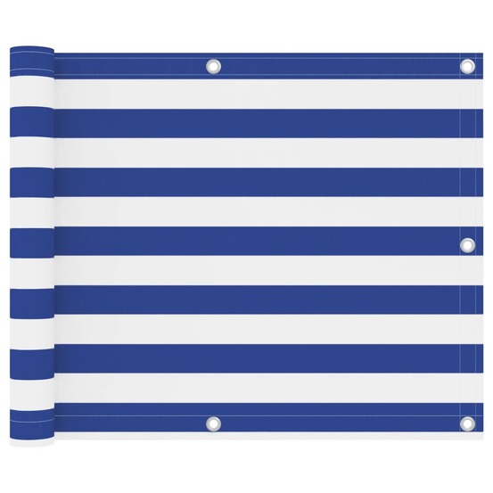 Écran de balcon blanc et bleu 75x400 cm tissu oxford