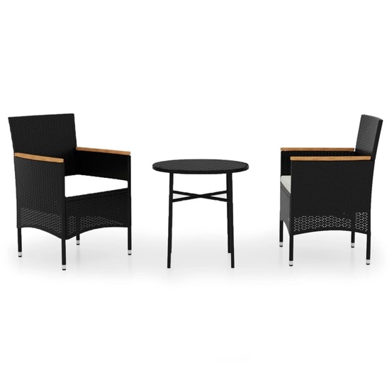 Ensemble à manger de jardin 3 pcs résine tressée noir