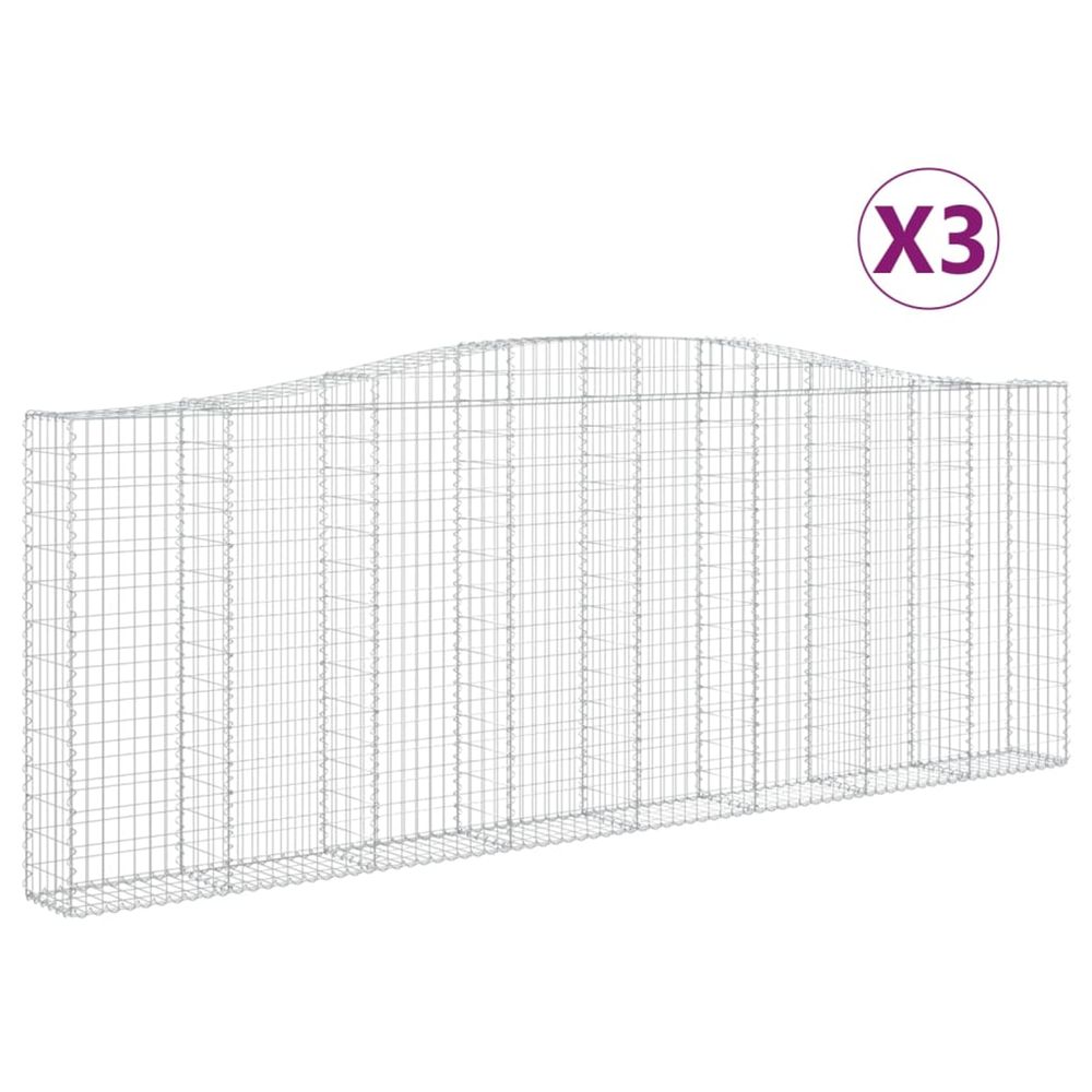 Paniers à gabions arqués 3 pcs 400x30x140/160 cm fer galvanisé