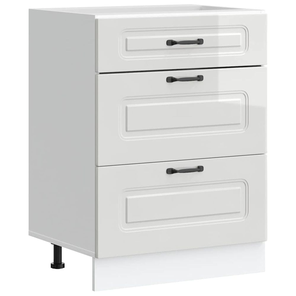 Meuble bas de cuisine « kalmar » bois d'ingénierie blanc brillant