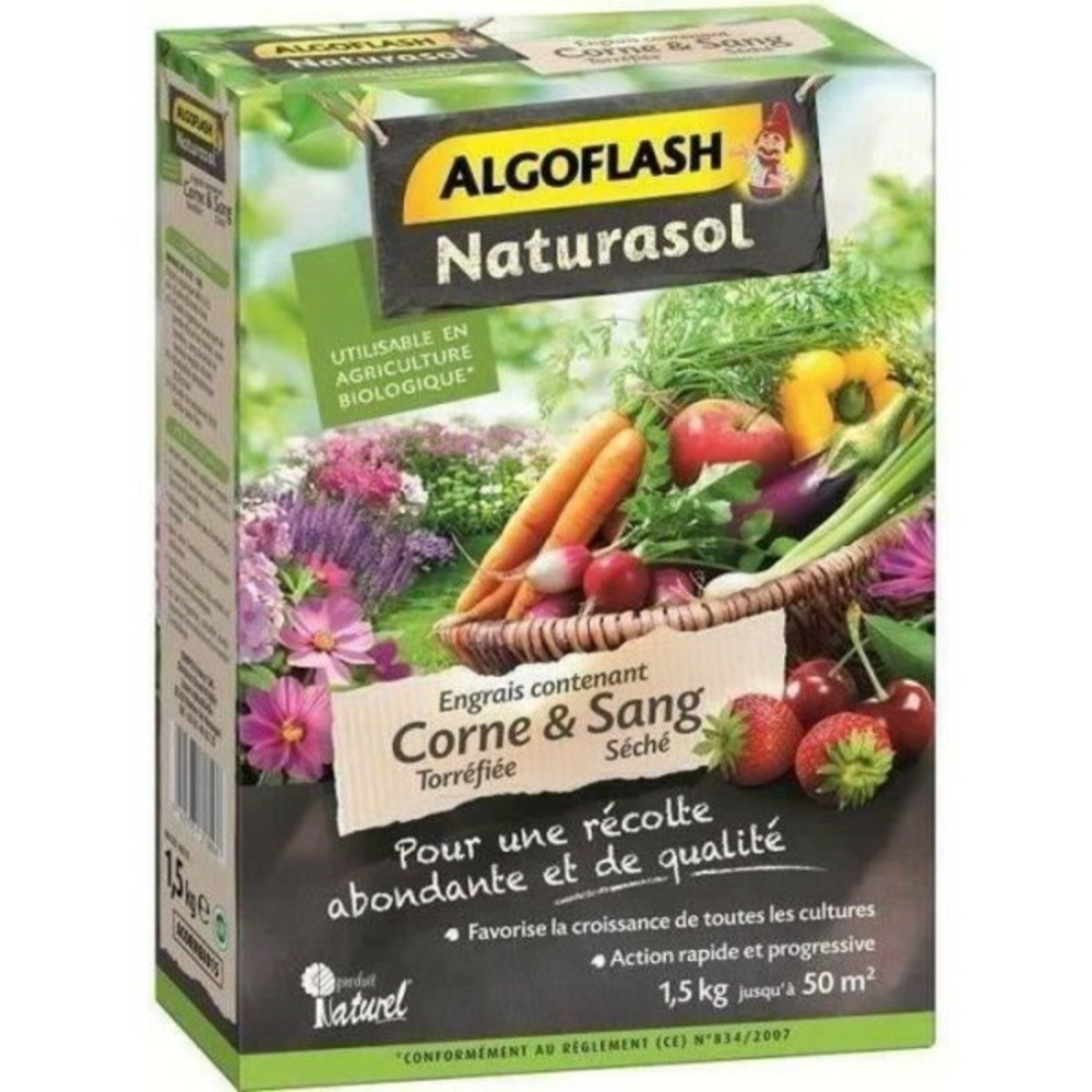 Algoflash naturasol - engrais corne torréfiée et sang séché 1.5kg