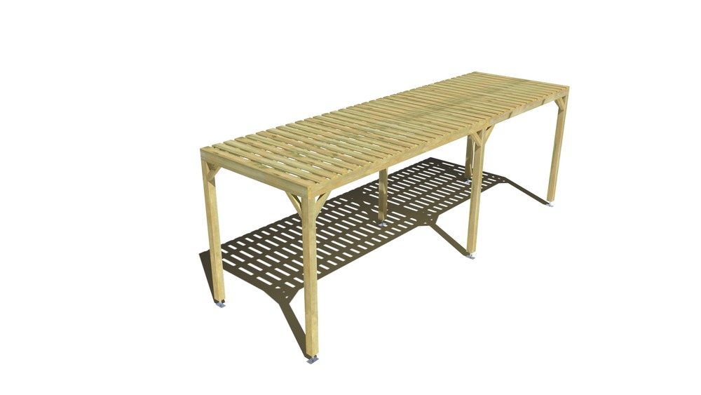 Pergola bois • 7m x 2m • indépendante • sens largeur • platelage bois • livraison comprise