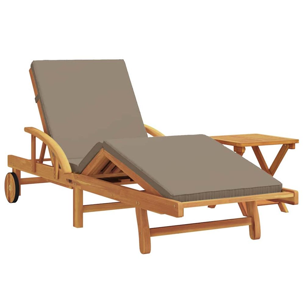 Transat 2 pc bois d'acacia massif taupe