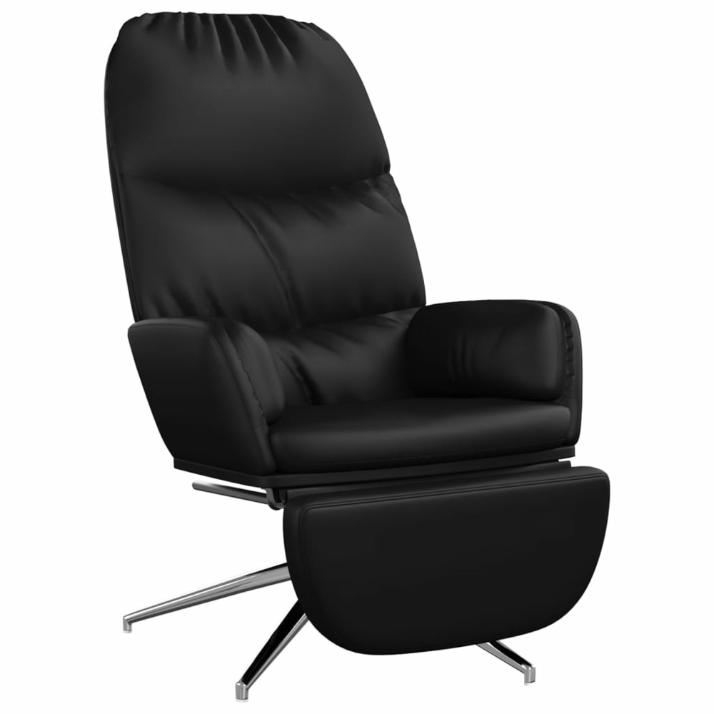Chaise de relaxation avec repose-pied noir brillant similicuir