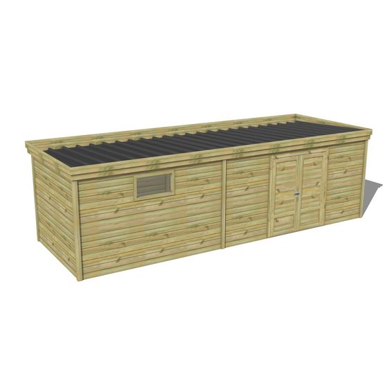 Abri de jardin bois pin traité autoclave 27mm - 7,695x2,64m / 20m2 - bac acier - abri français