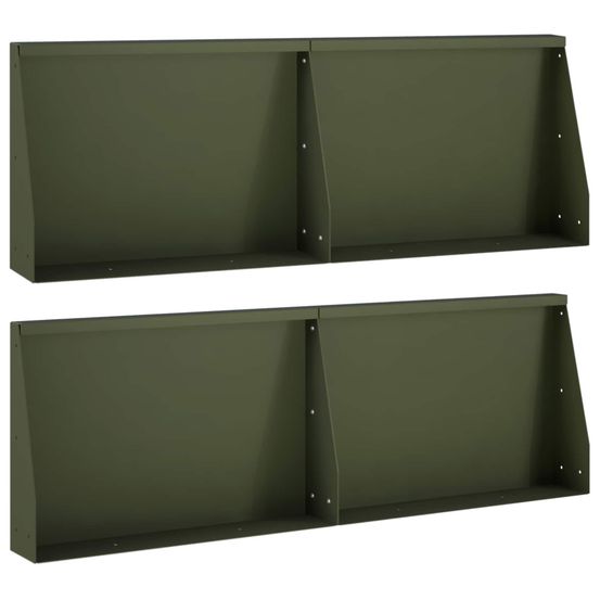Mur de soutènement 4 pc 60 x 12 x 30 cm acier vert olive