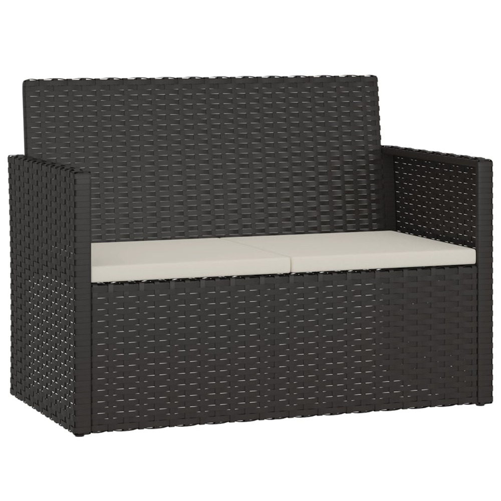 Banc de jardin avec coussins noir 105 cm résine tressée