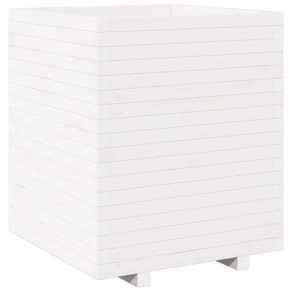 Jardinière d'extérieur blanc 60x60x72,5 cm bois de pin massif
