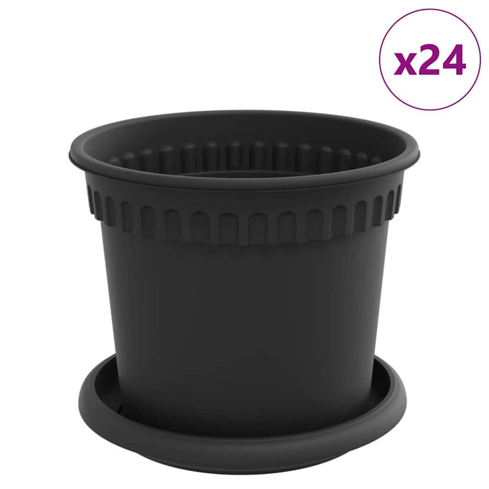 Pots de plantes 24 pc noir plastique