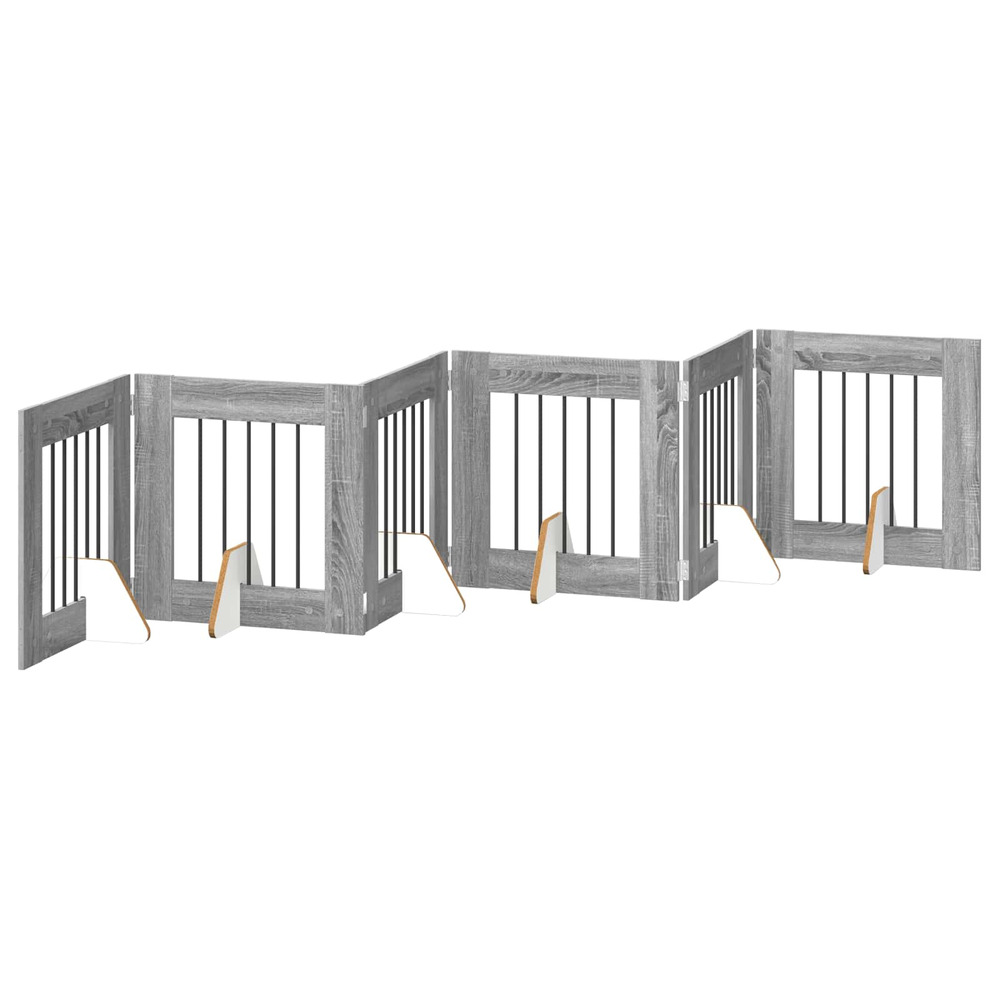 Porte de chien pliable avec supports 6 pcs sonoma gris 362 cm