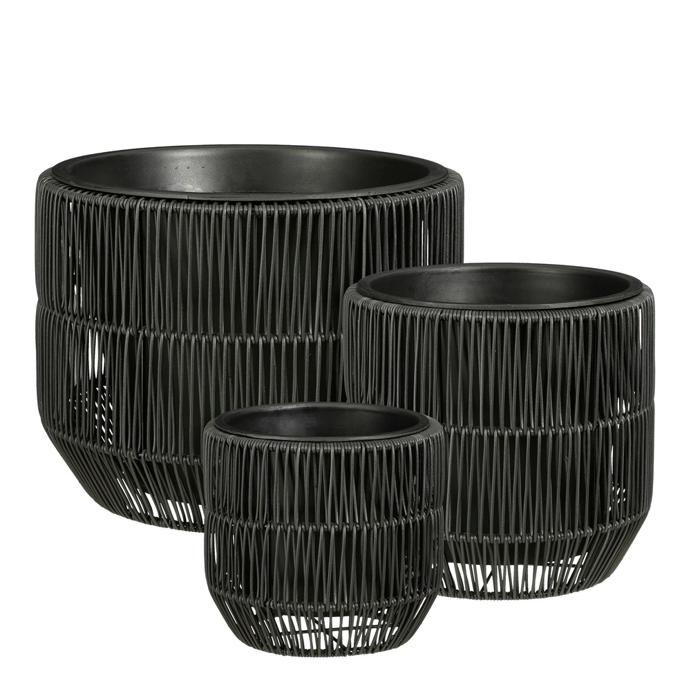 Mica decorations peta pots de fleurs – lot de 3 – pot plante pour fleurs et plantes exterieur – pot de fleur exterieur – noir