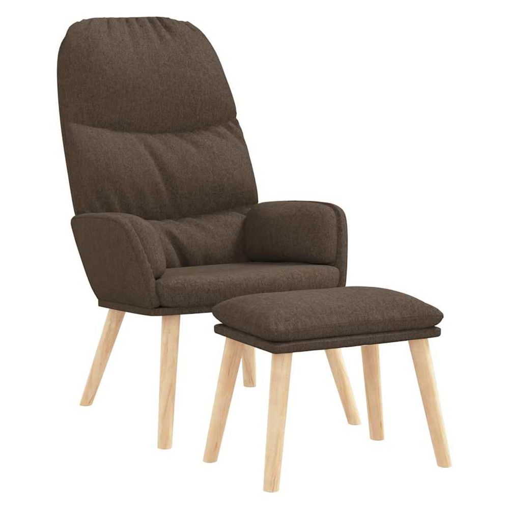Chaise de relaxation avec tabouret taupe tissu