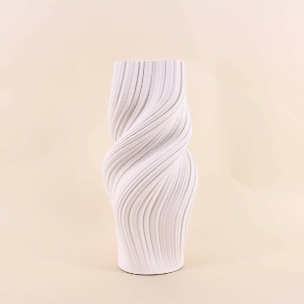 Vase twist en céramique blanche 3d 39cm