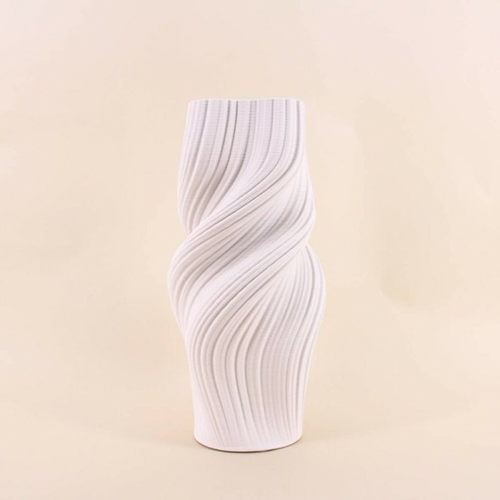 Vase twist en céramique blanche 3d 39cm