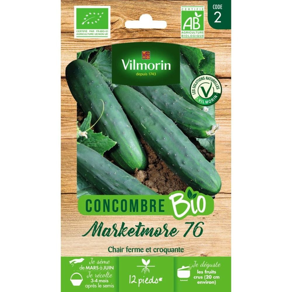 Sachet graines concombre marketmore 76 bio - cucumis sativus