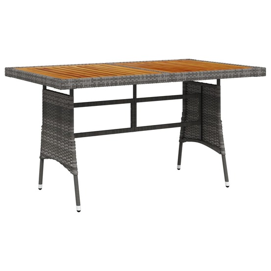 Table de jardin gris 130x70x72 cm résine tressée et acacia