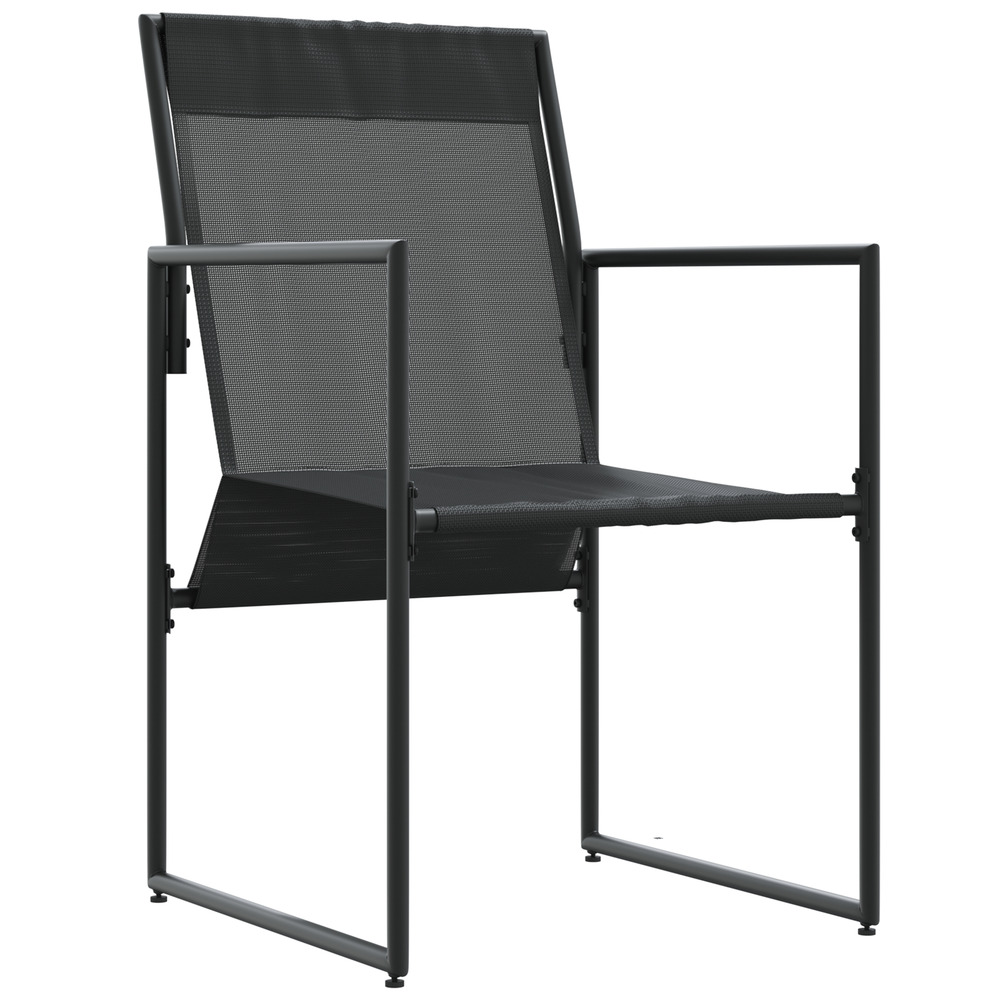 Set de 4 fauteuils de jardin noirs avec coussins