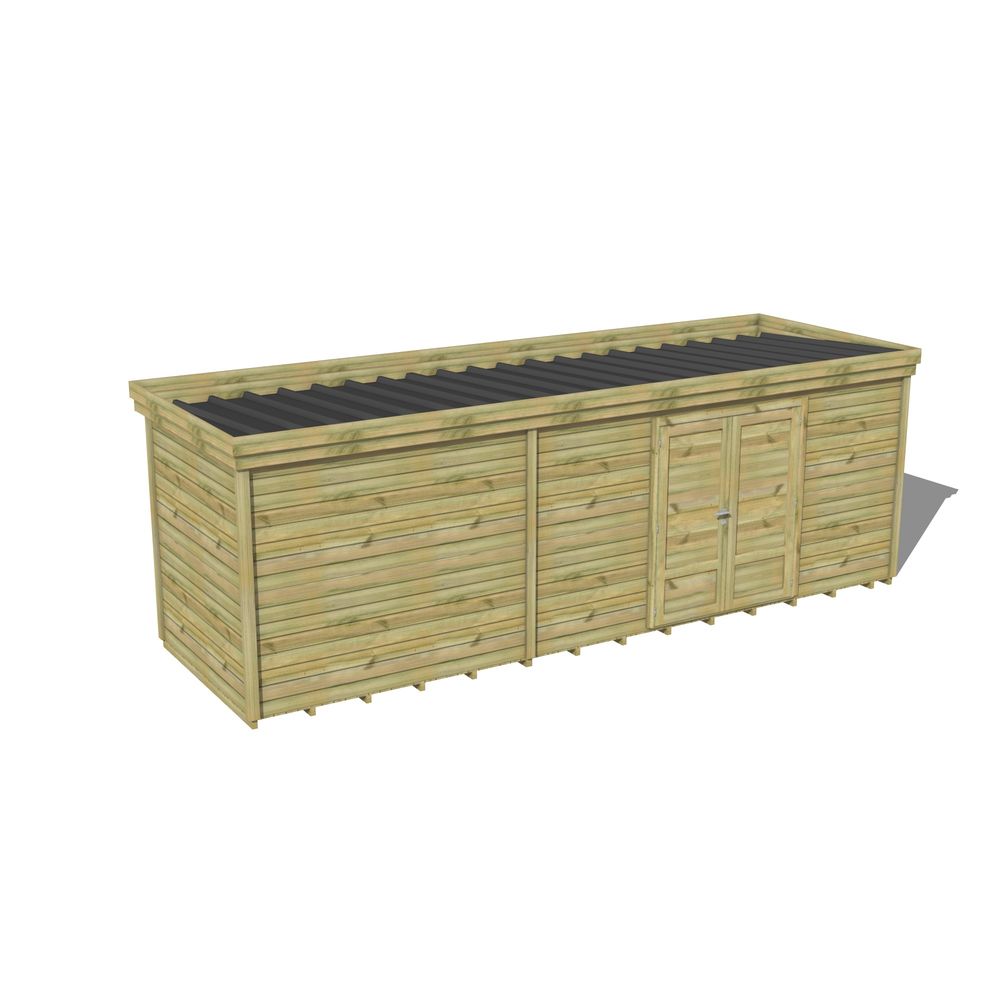 Abri de jardin bois pin traité autoclave 27mm - 6,895x2,14m / 15m2 - bac acier - plancher bois