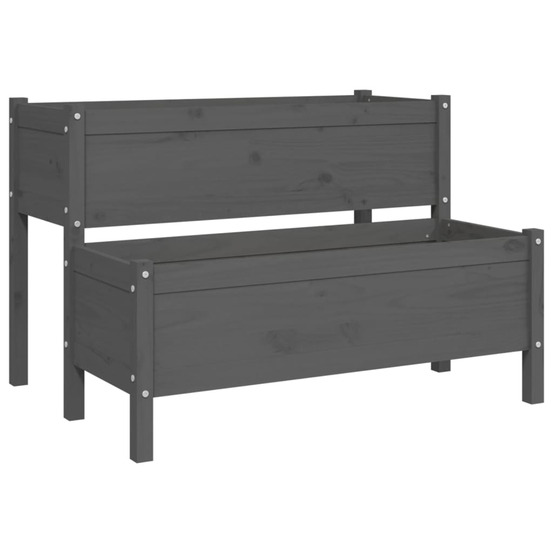 Jardinière d'extérieur gris 110x84x75 cm bois massif de pin