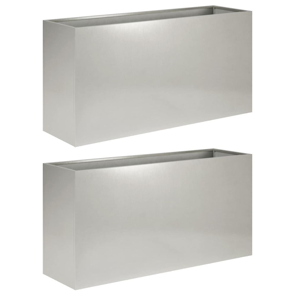 Cache-pot de jardin 2 pc argenté 100 x 30 x 40 cm