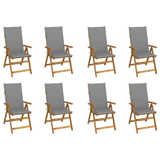 Chaises pliables de jardin avec coussins lot de 8 bois d'acacia