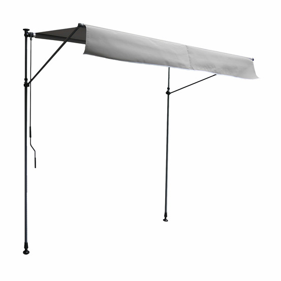 Store banne pour balcon chene 2 × 1,2m - toile grise et structure grise