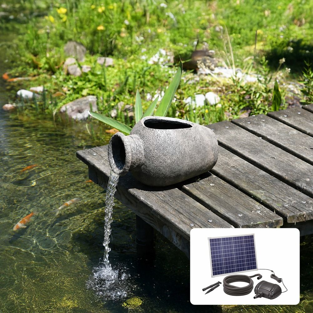 Kit fontaine amphore filtrante avec pompe solaire directe 2500l - 50w