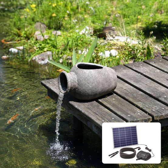 Kit fontaine amphore filtrante avec pompe solaire directe 2500l - 50w