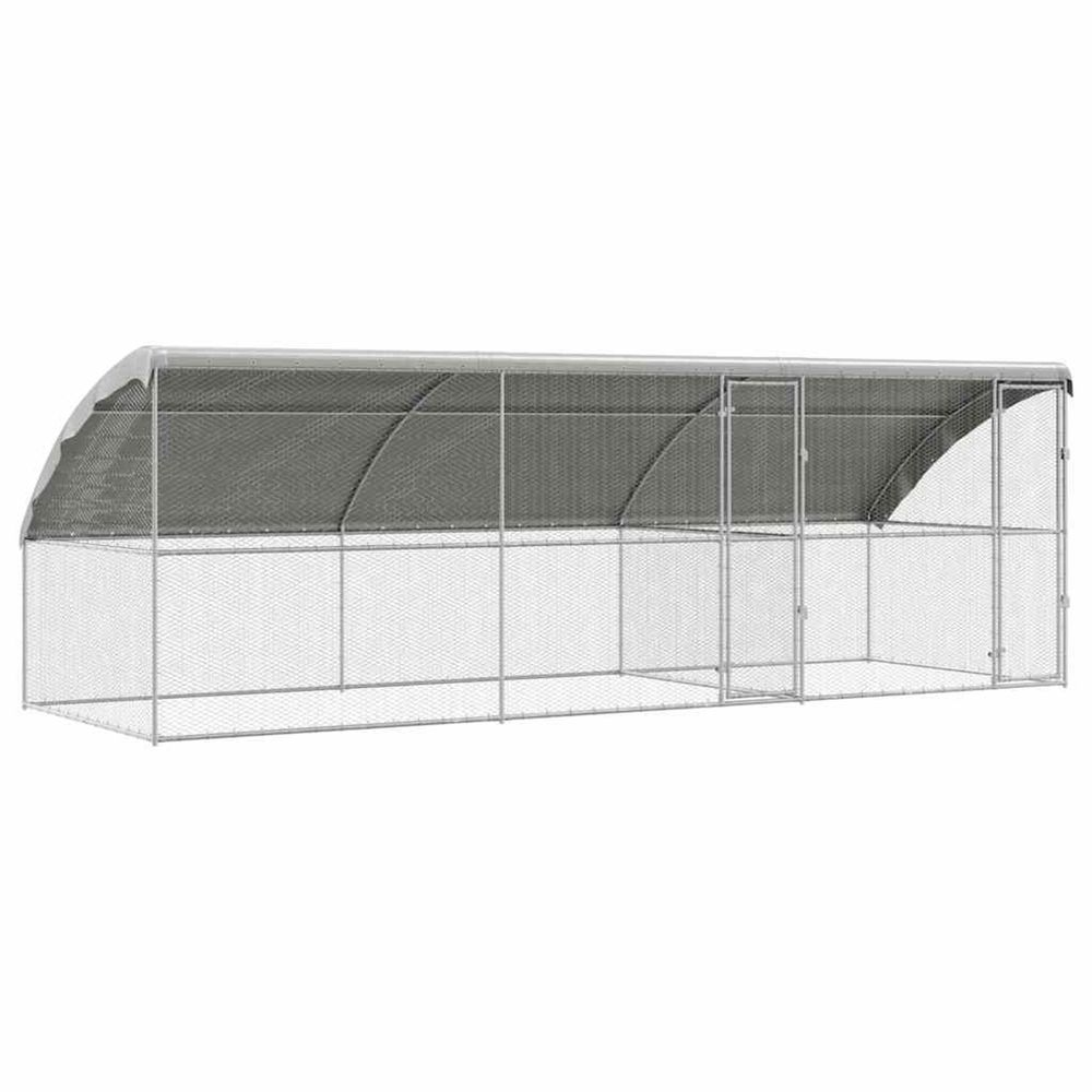Cage à poules avec 2 portes 3 pièces argenté 600x200x200cm