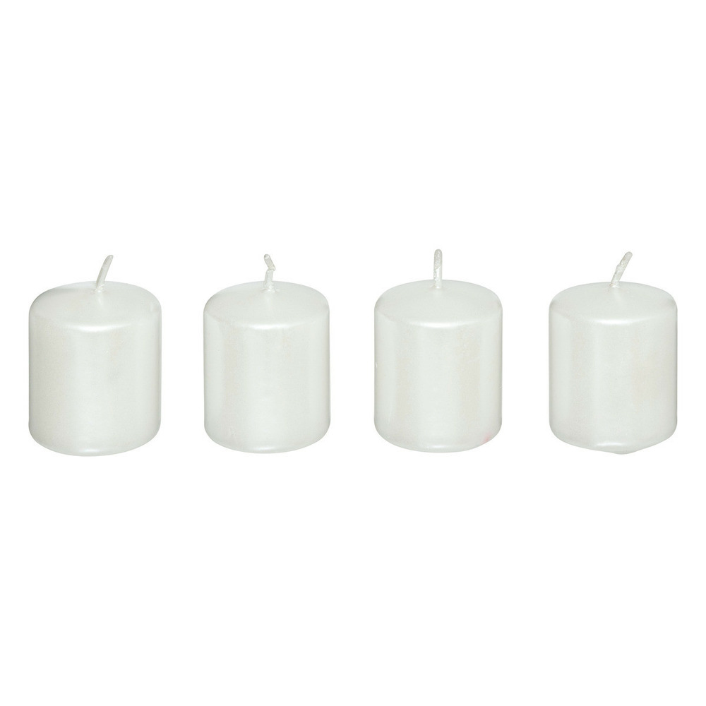 Lot de 4 bougies satin blanc 160g