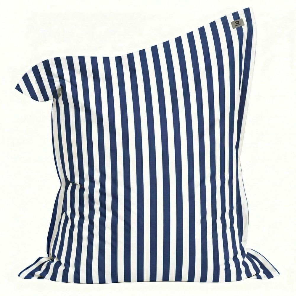 Housse pour pouf géant xxl 180x140 rayure bleu marine - déhoussable & anti-uv (intérieur / extérieur)