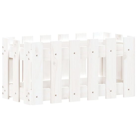 Jardinière bac lit surélevé plantes fleurs terrasse jardin avec design de clôture 60 x 30 x 30 cm pin massif blanc