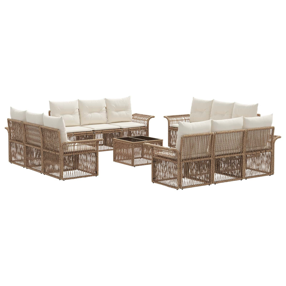 Ensemble de canapé de jardin 13 pcs beige polyrotin