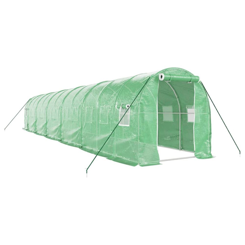 Serre avec cadre en acier vert 24 m² 12x2x2 m