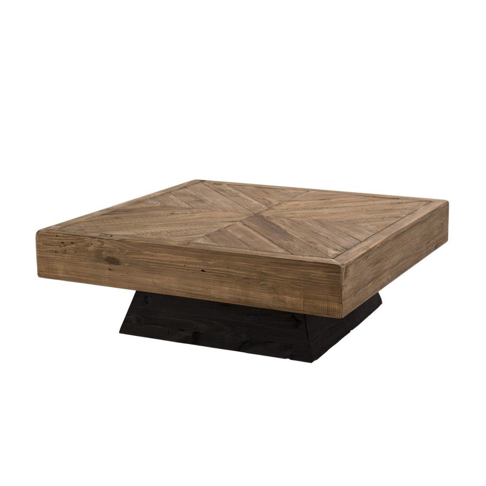 Table basse carrée en pin recyclé piètement noir l99