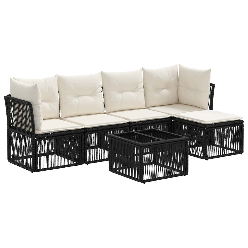 Ensemble de canapé de jardin 6 pc noir polyrotin