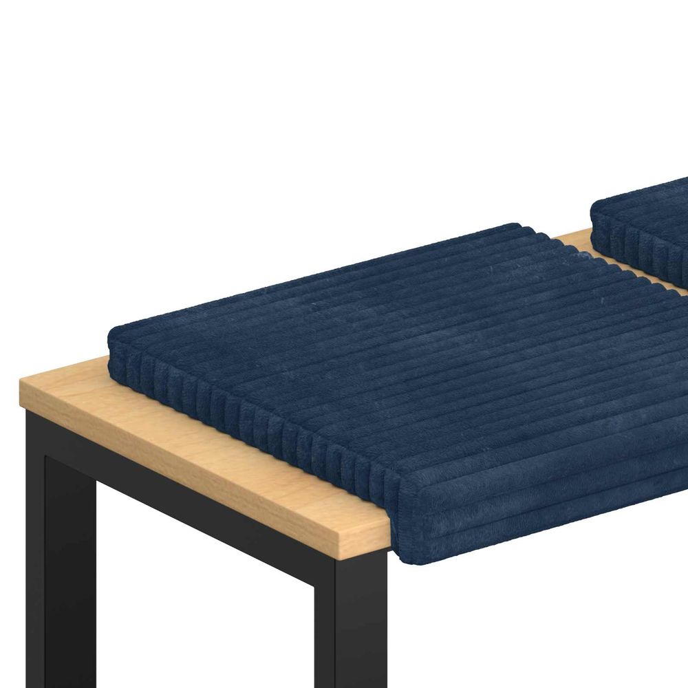 Coussin de banc 2 pc velours côtelé en peluche bleu marine