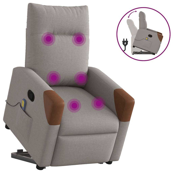 Fauteuil inclinable de massage taupe tissu